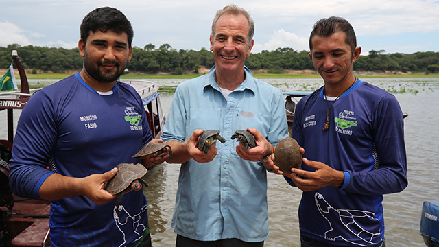 Robson Green helping on a conservation project